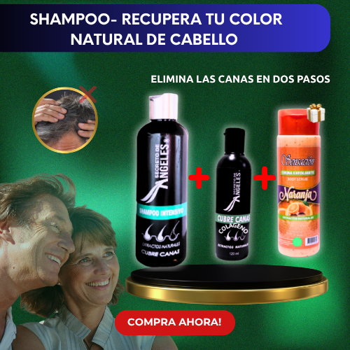 SHAMPOO CUBRECANAS ANGELES® 100% NATURAL + 2 REGALOS